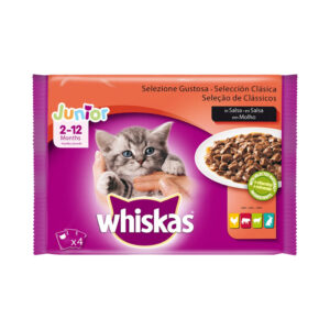 پوچ بچه گربه ویسکاس مدل جونیور Whiskas Junior طعم مرغ و گوشت